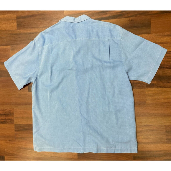 Tommy Bahama Men size XL Blue Silk Patterned Original Fit Shirt Short Sleeve - Picture 6 of 6